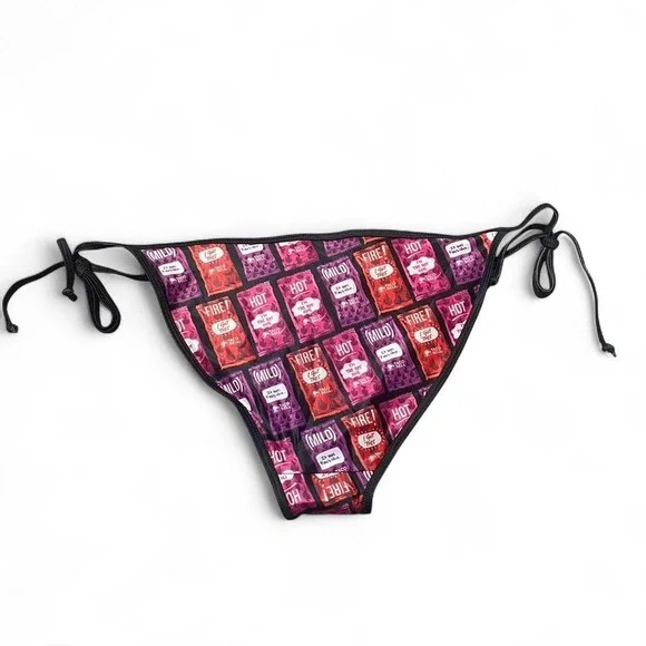 Taco Bell mild/fire/ hot sauce bikini bottoms with adjustable waist ties - Picture 2 of 7
